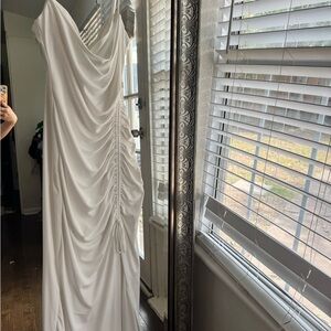 Zara Ivory ruched maxi Dress